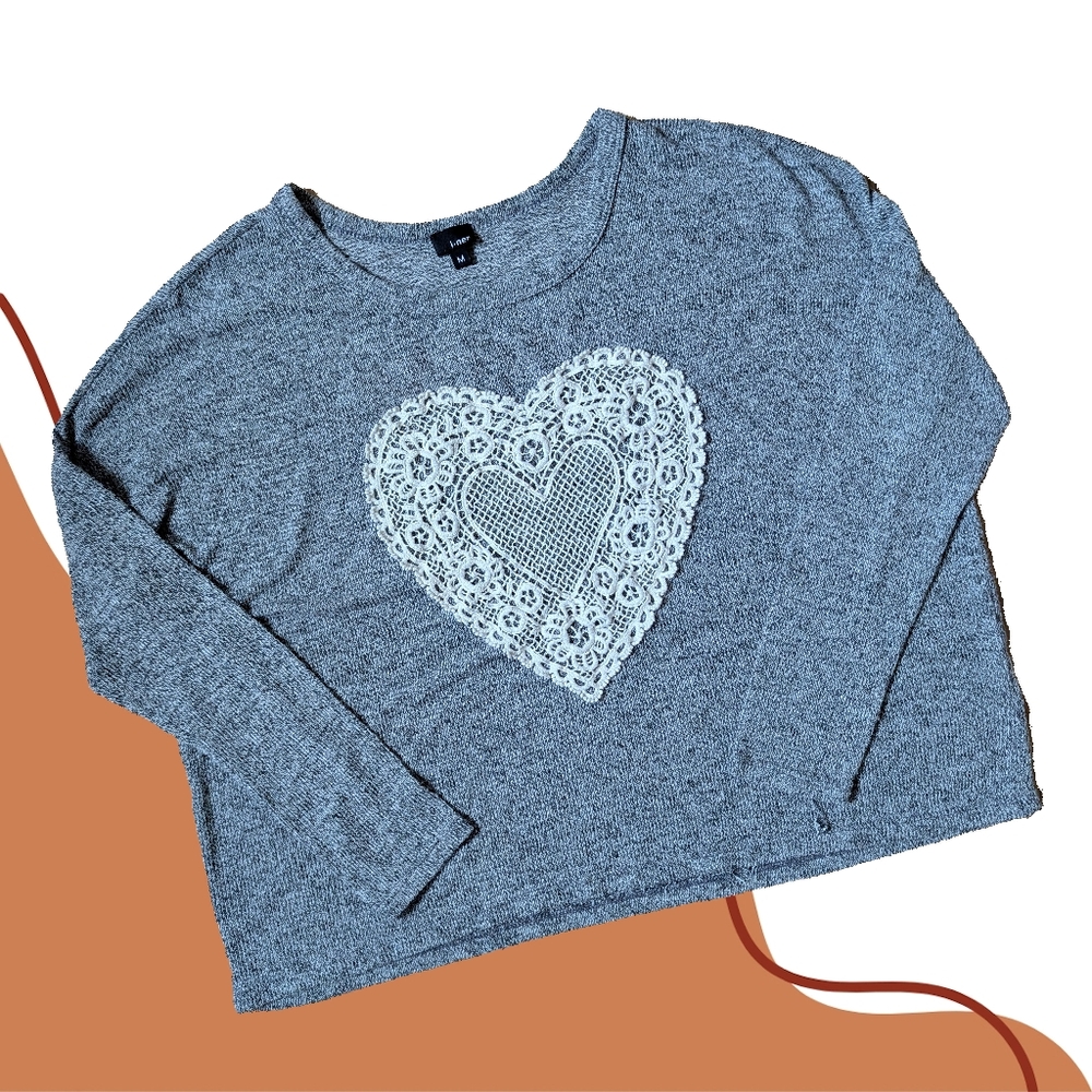 Lace Heart Sweater w/ Open Back